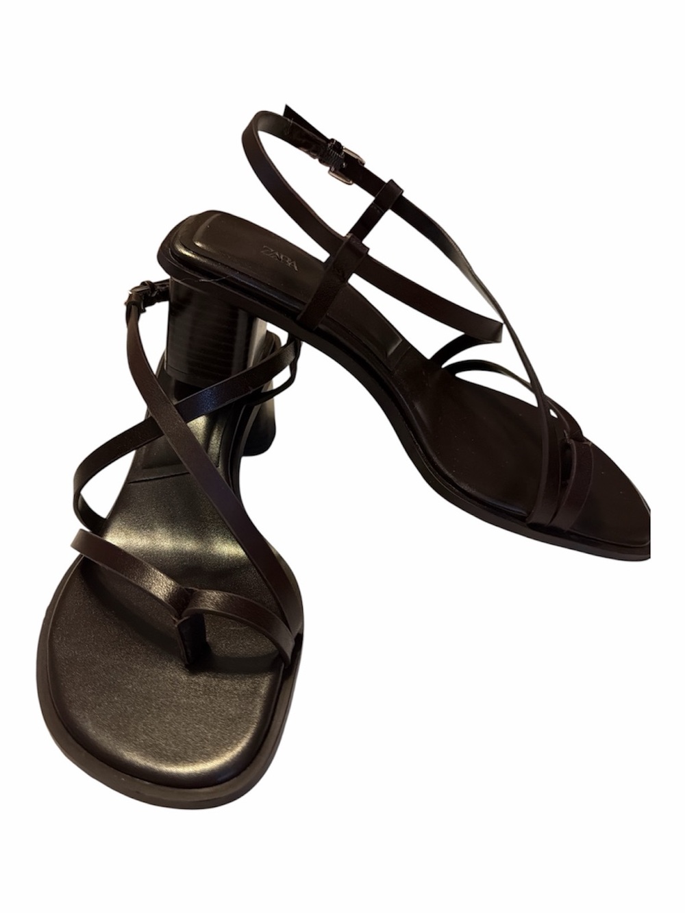 Like new Zara Leather Sandals in Brown; size 37 / 6.5 - Picture 4 of 8